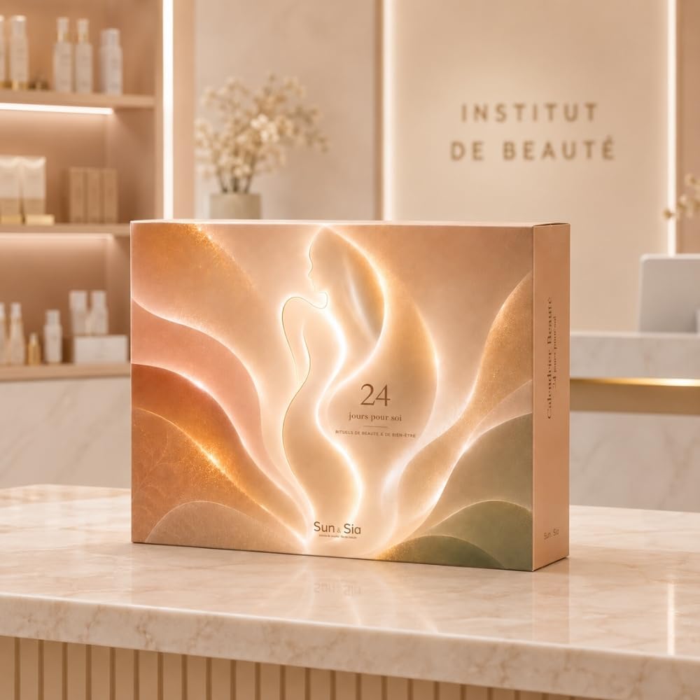 Sun & Sia Kalendarz adwentowy Sun&Sia damski uroda 24 akcesoria - Gua Sha Jade, czapka i maska satyn