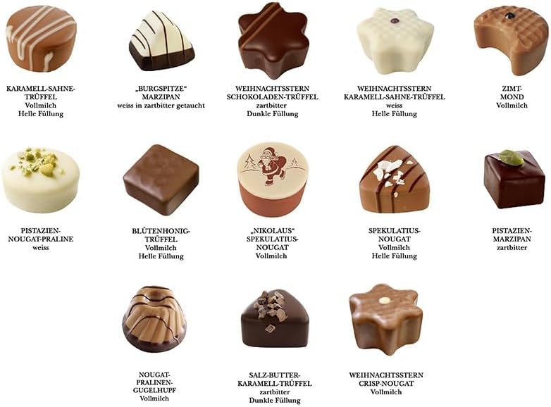 Lauenstein Confiserie Lauensteiner Nostalgia kalendarz adwentowy 300 g ręcznie wykonane trufle i pralinki, 13-kr