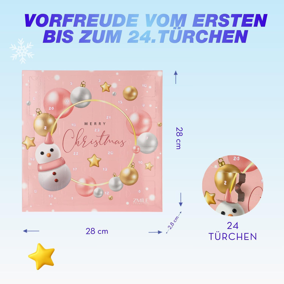 ZMILE COSMETICS Kalendarz adwentowy Snowman – 24 wegańskie kosmetyki