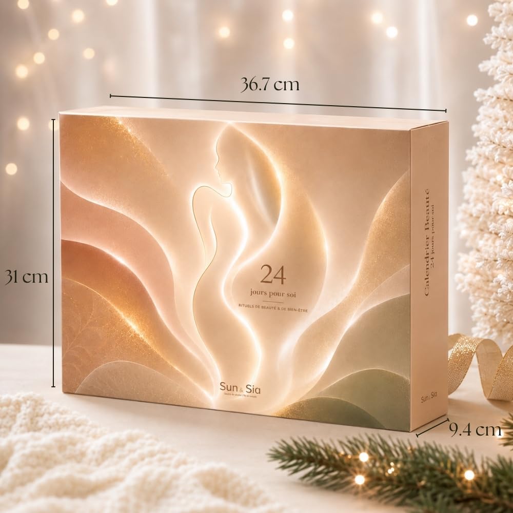 Sun & Sia Kalendarz adwentowy Sun&Sia damski uroda 24 akcesoria - Gua Sha Jade, czapka i maska satyn