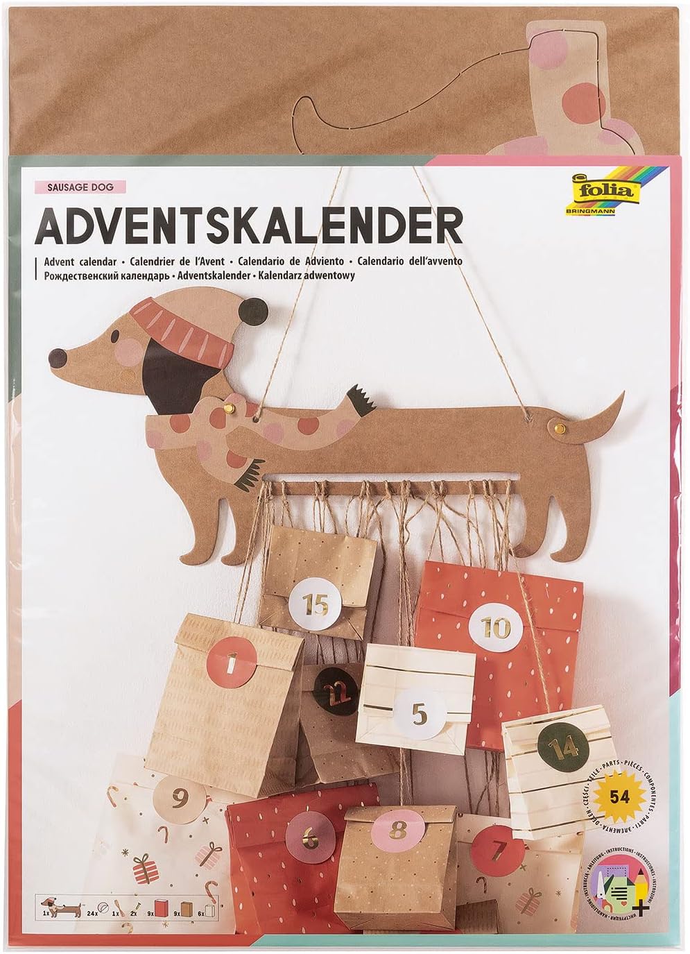 Folia 9382 – zestaw kalendarza adwentowego "Sausage Dog"