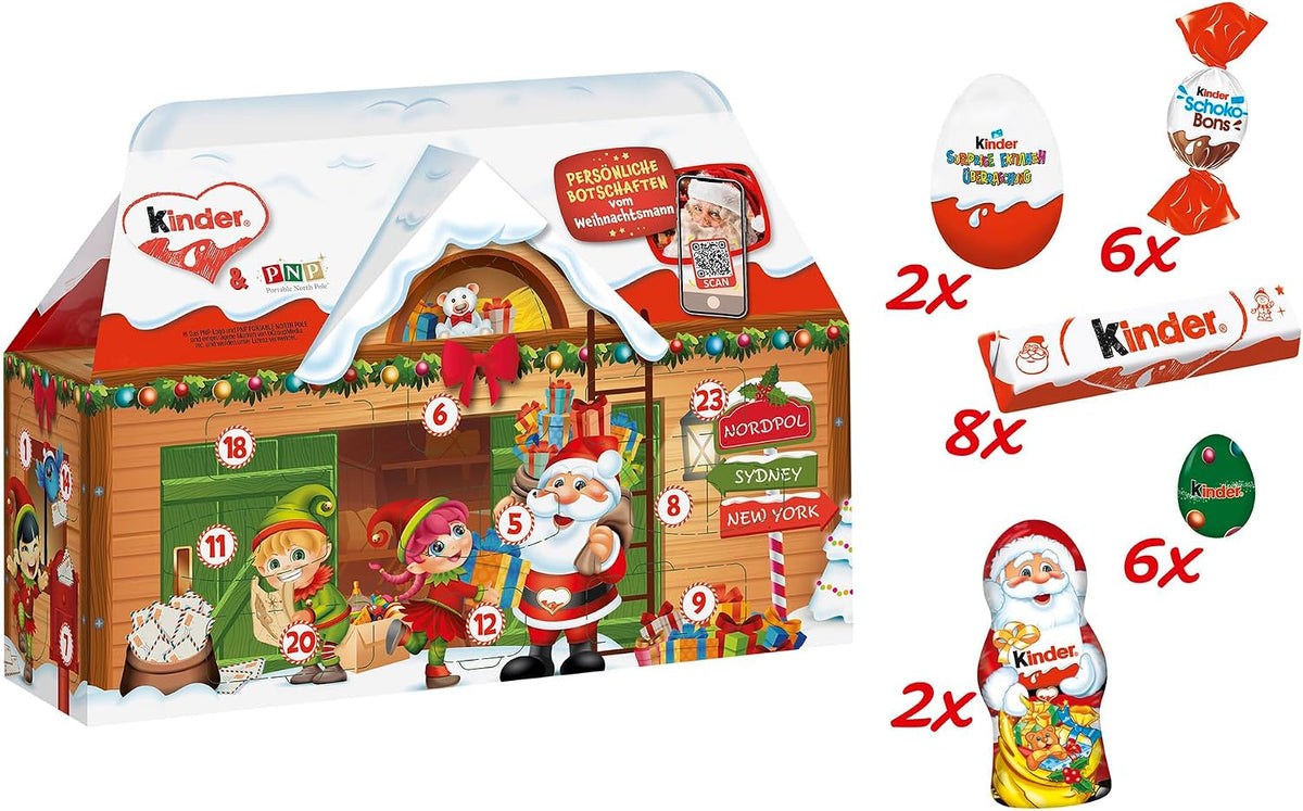 Kinder Chocolate Dziecięcy kalendarz adwentowy Mix Świąteczny Dom, 1 sztuka (1 x 224 g)