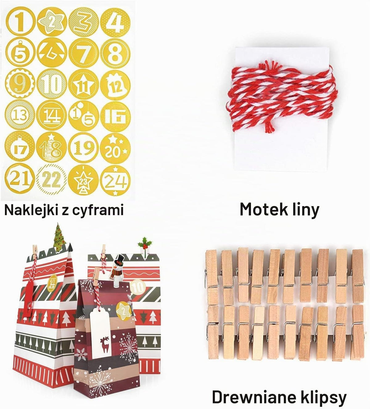 ONEHAUS kalendarz adwentowy do samodzielnego napełniania, duży prezent, papierowe torebki adwentow