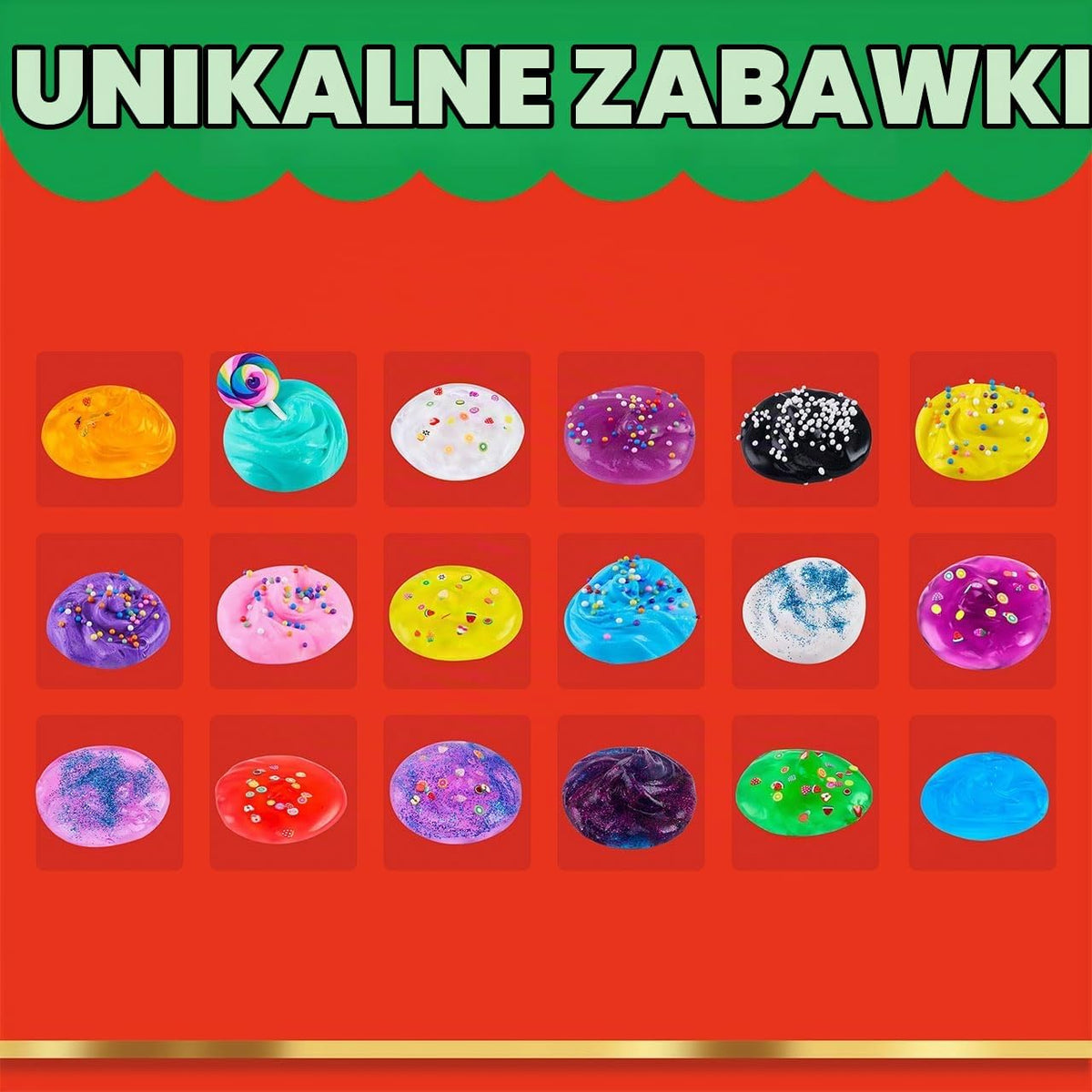 JOYIN JOYIN 24-dniowy świąteczny kalendarz adwentowy 2024, 16 szlamów DIY, kulki piankowe, plast