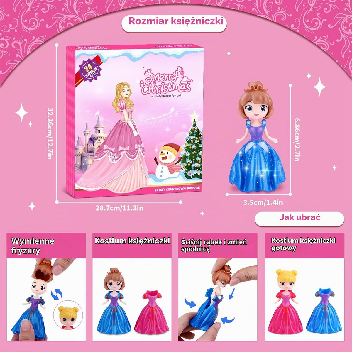 Princess Advent Calendar 24 Day Countdown Toy with Dress Up Clothes