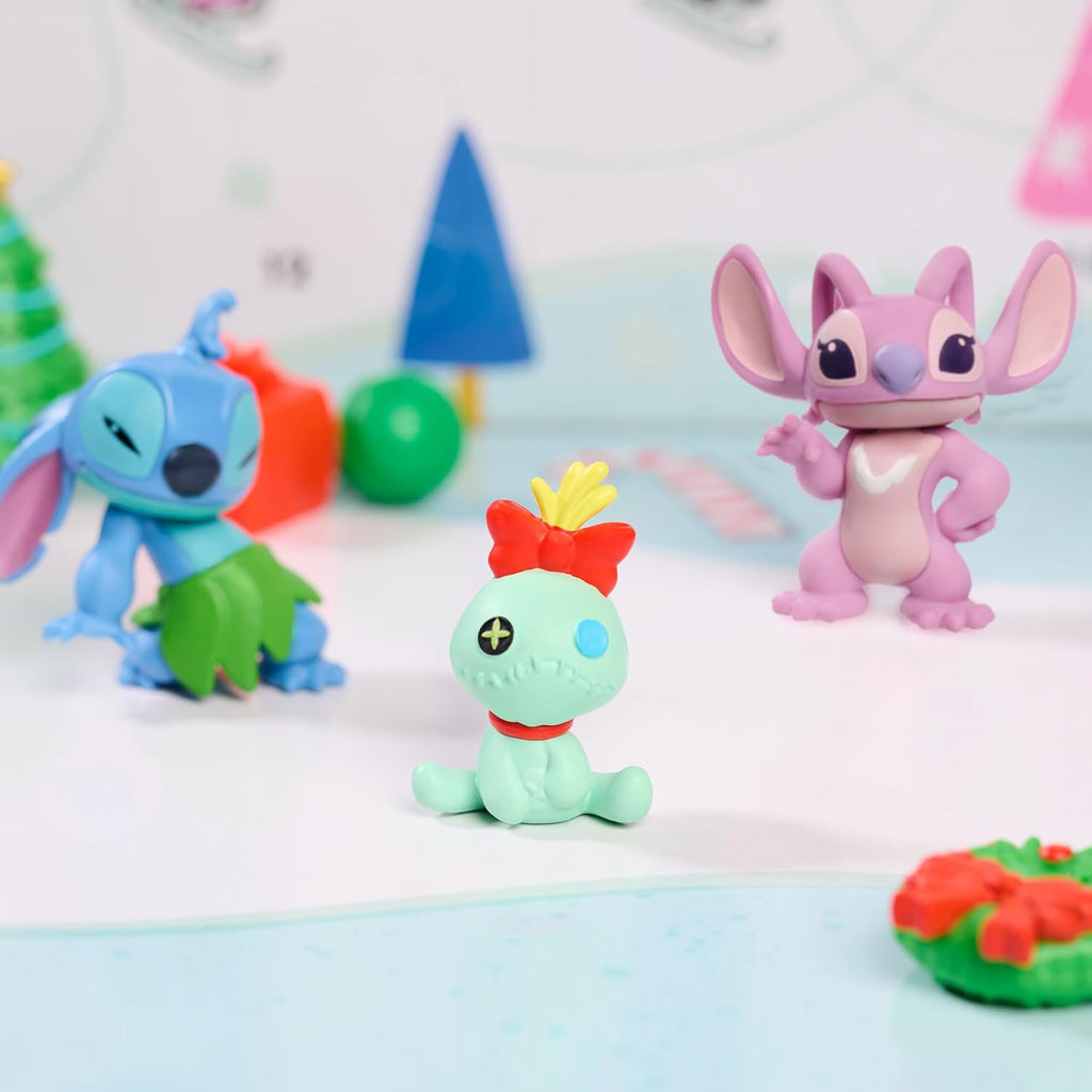 Just Play Disney Stitch Advent Calendar, 24 Day Christmas Countdown with 9 Mini Figures, Holiday Acc