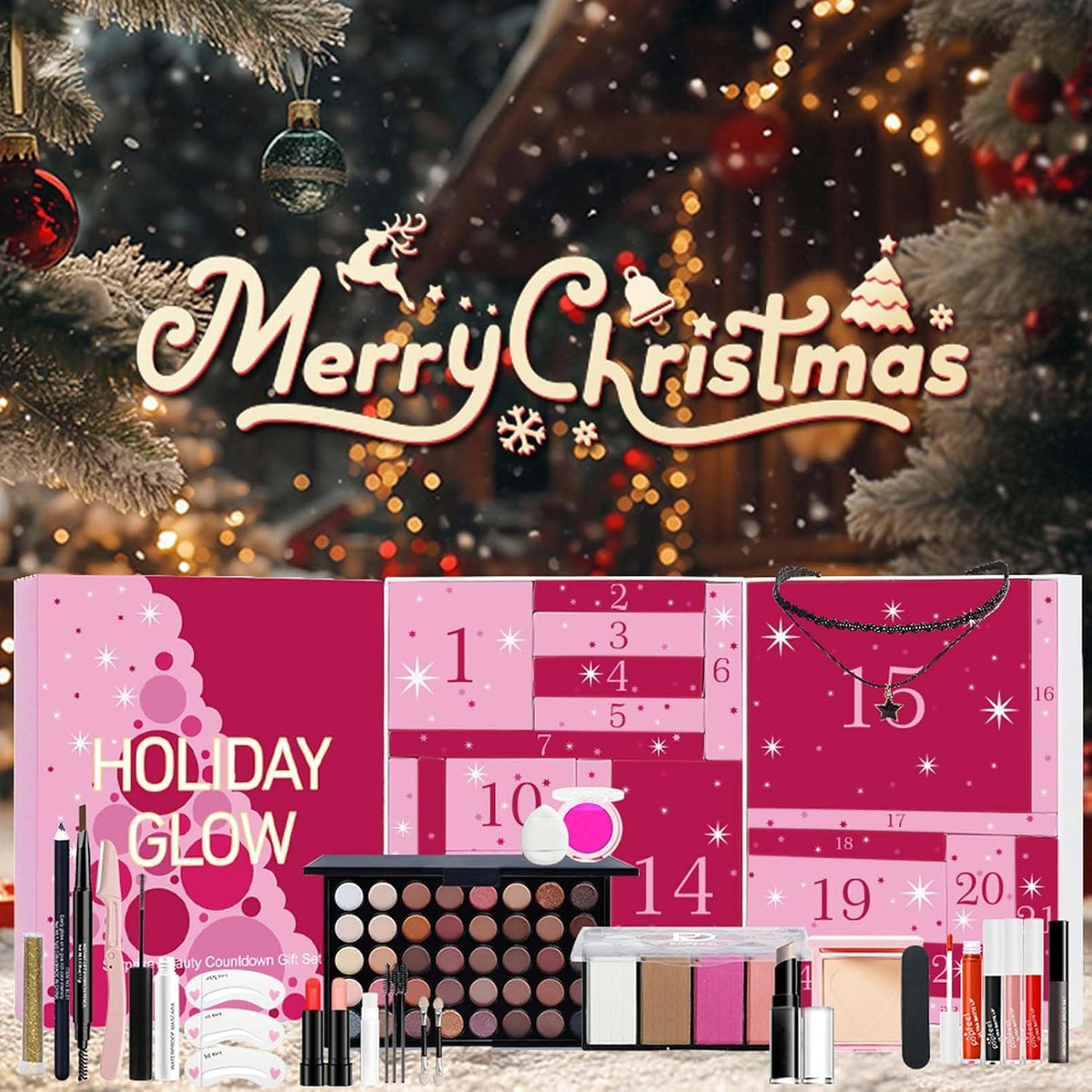 Clawrex Beauty kalendarz adwentowy 2025, 24 sztuki kalendarz adwentowy 2025 zestaw do makijażu dla