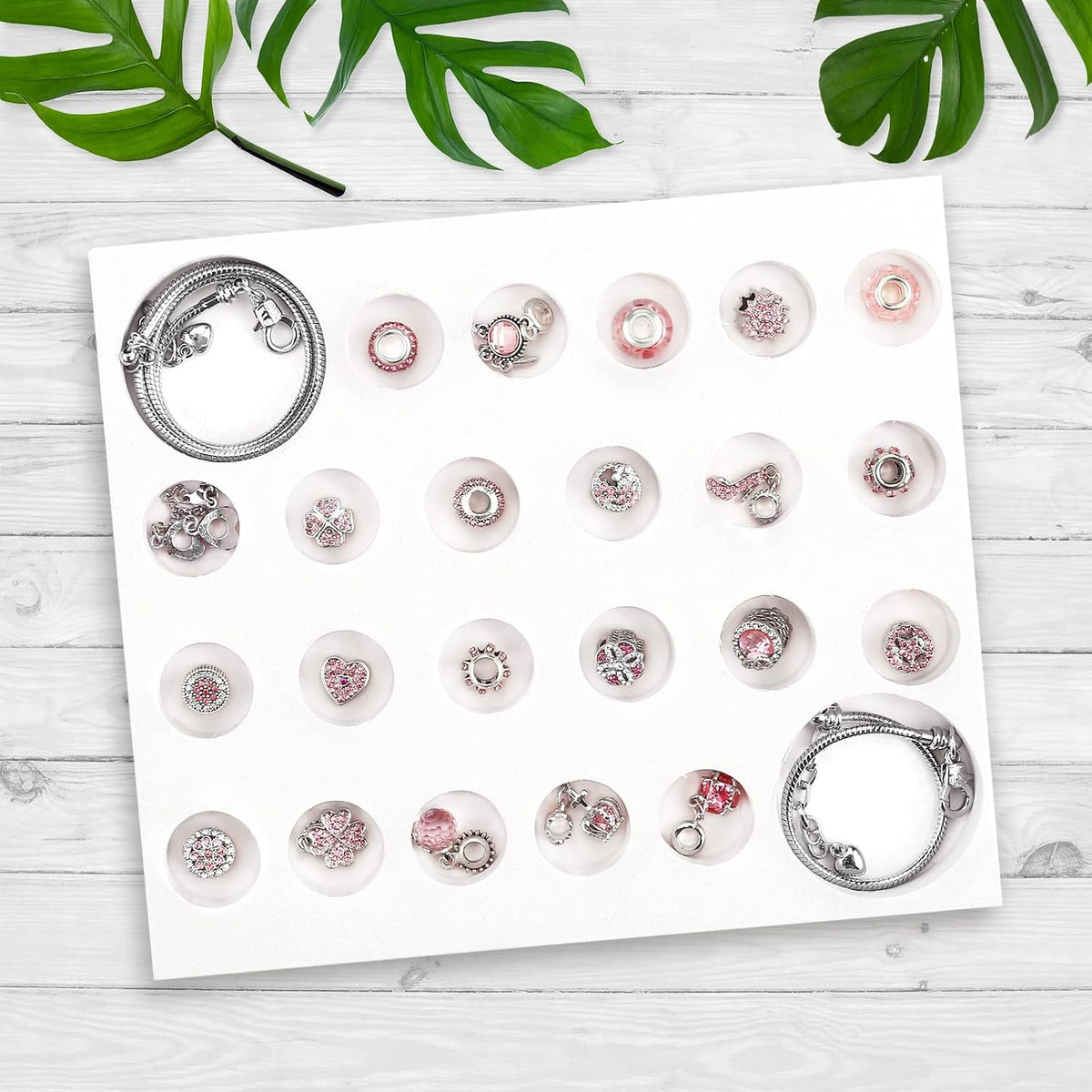 Naler 24-częściowy kalendarz adwentowy charms różowy wisiorek biżuteria