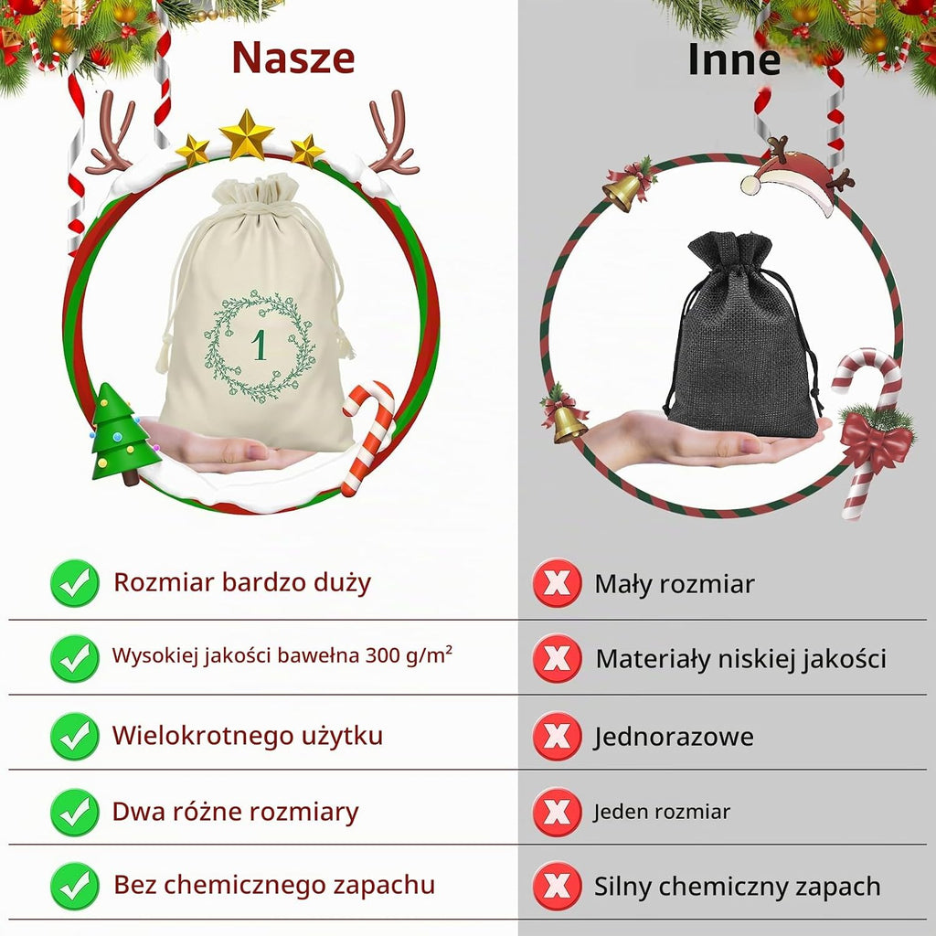 Ruibinlee Kalendarz adwentowy Premium XXL do napełniania