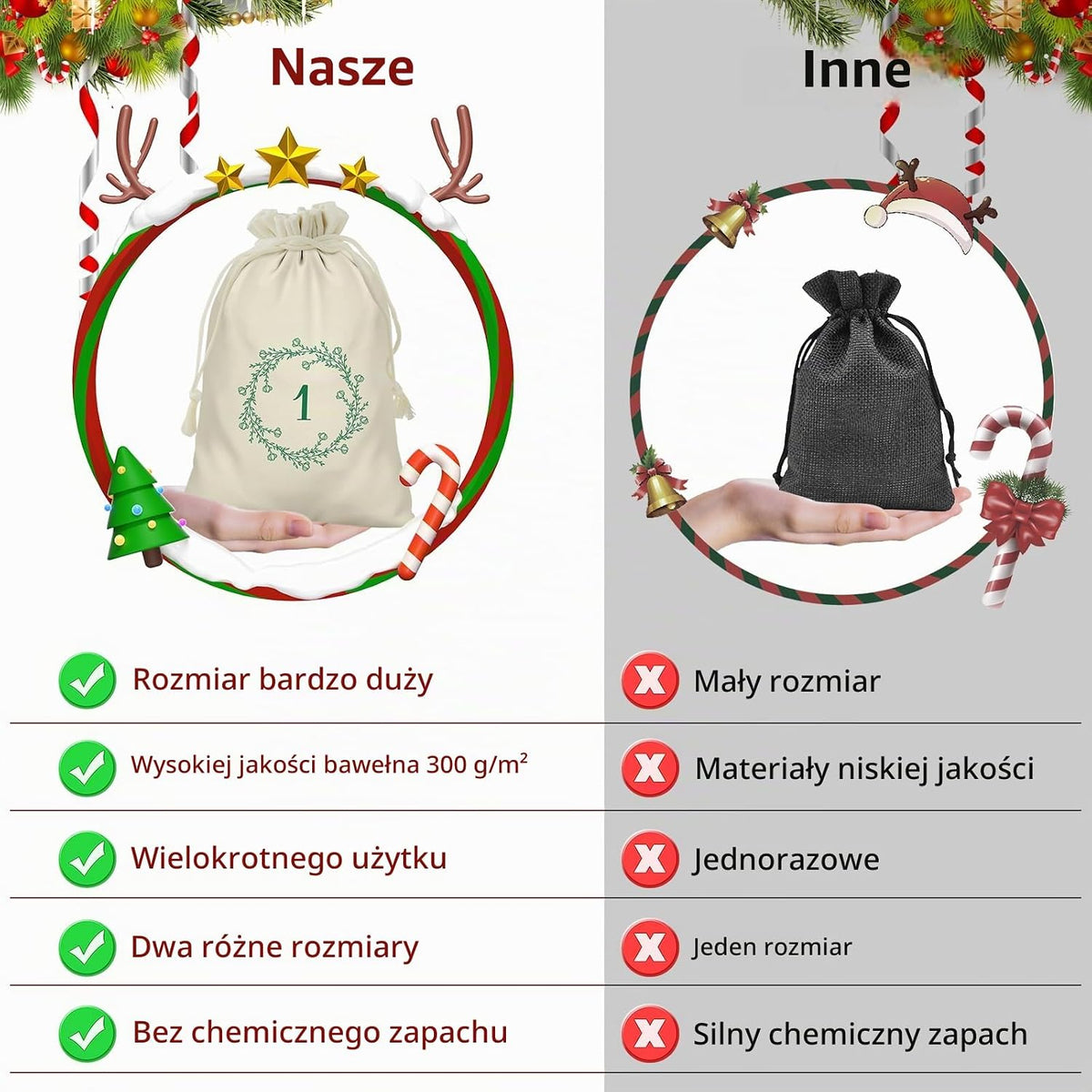 Ruibinlee Kalendarz adwentowy Premium XXL do napełniania