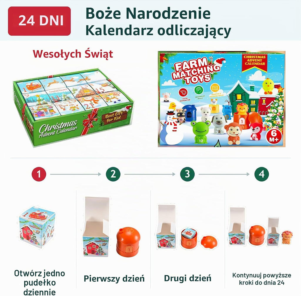 HappyGoLucky Kalendarz adwentowy Farma – 24 niespodzianki, 1–3 lata