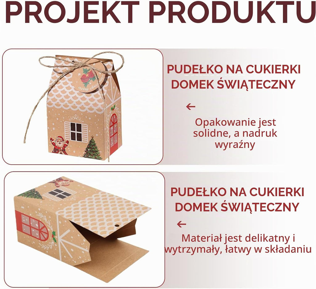 Zuahaly 24 składane – brązowe domki z naklejkami z liczbami – kalendarz