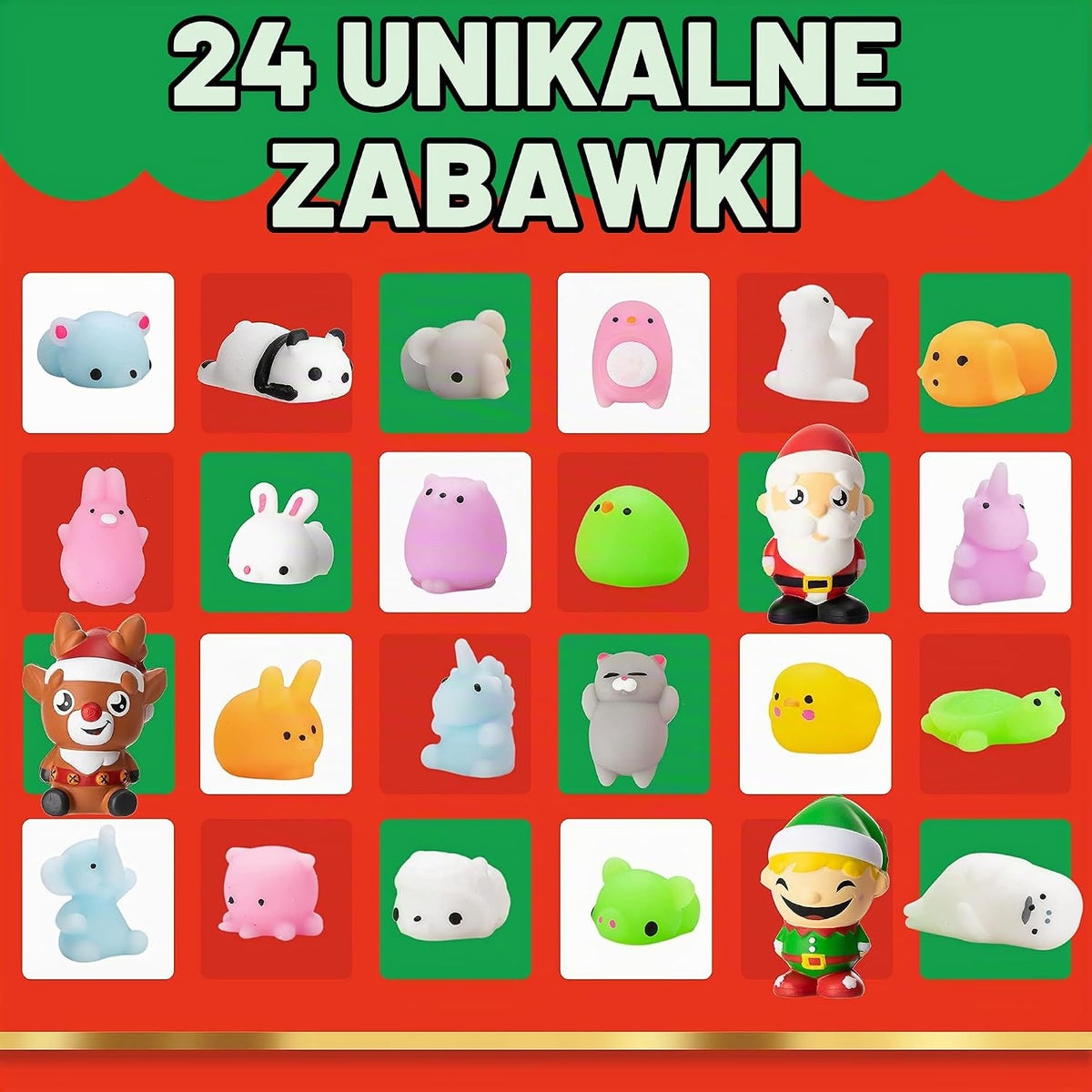 JOYIN JOYIN Kalendarz adwentowy 2022 Mochi Squishy, na Boże Narodzenie, 24 dni z 21 uroczymi zwi