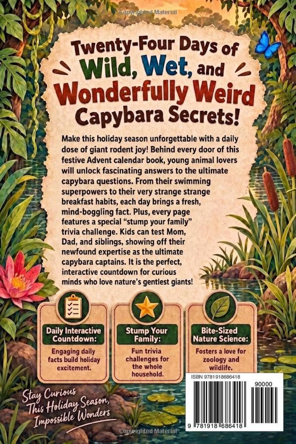 Wydanie: Angielski Robin Marsh (Autor), Impossible Wonders (Autor) Format: Miękka oprawa The Epic Capybara Facts Advent Calendar For Kids: A Christmas Countdown Book with 24 Days 