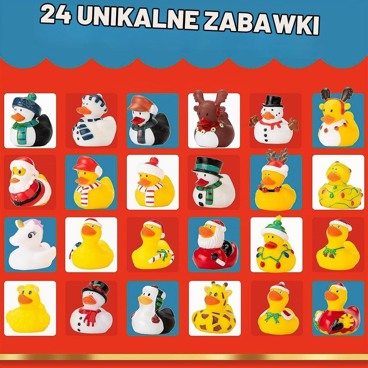LATERN Kalendarz adwentowy z 24 gumowymi kaczkami do kąpieli