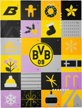 Borussia Dortmund BVB kalendarz adwentowy, 12 par skarpet, rozmiar 39-44, czarno-żółty z motywami bożonarodz