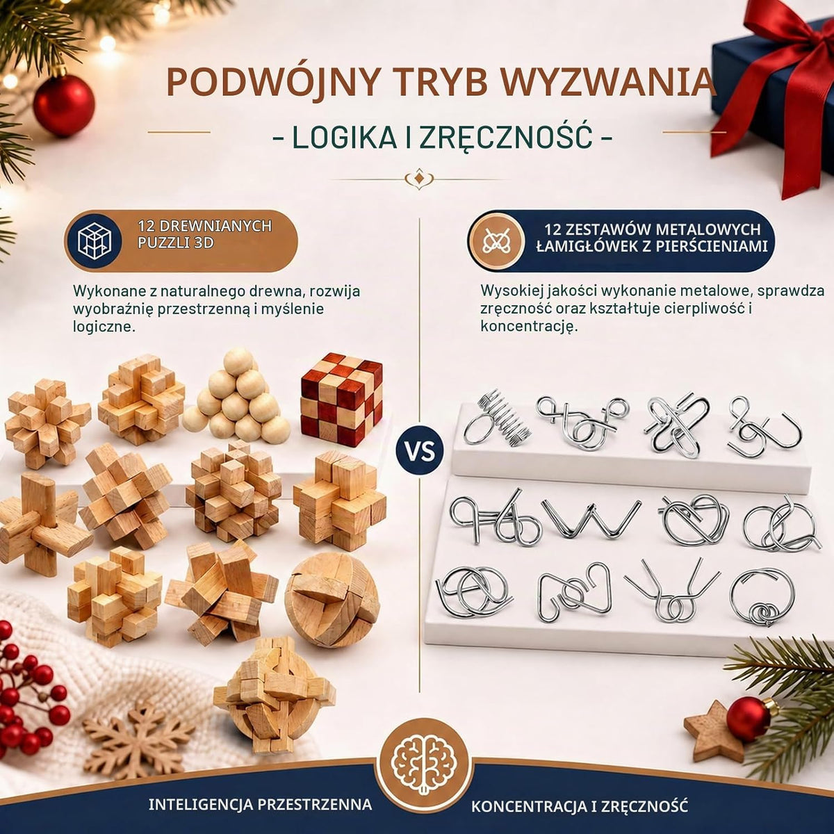 AIQII Kalendarz Adwentowy 2027 Puzzle Gry dla Dzieci i Dorosłych 24 Dni