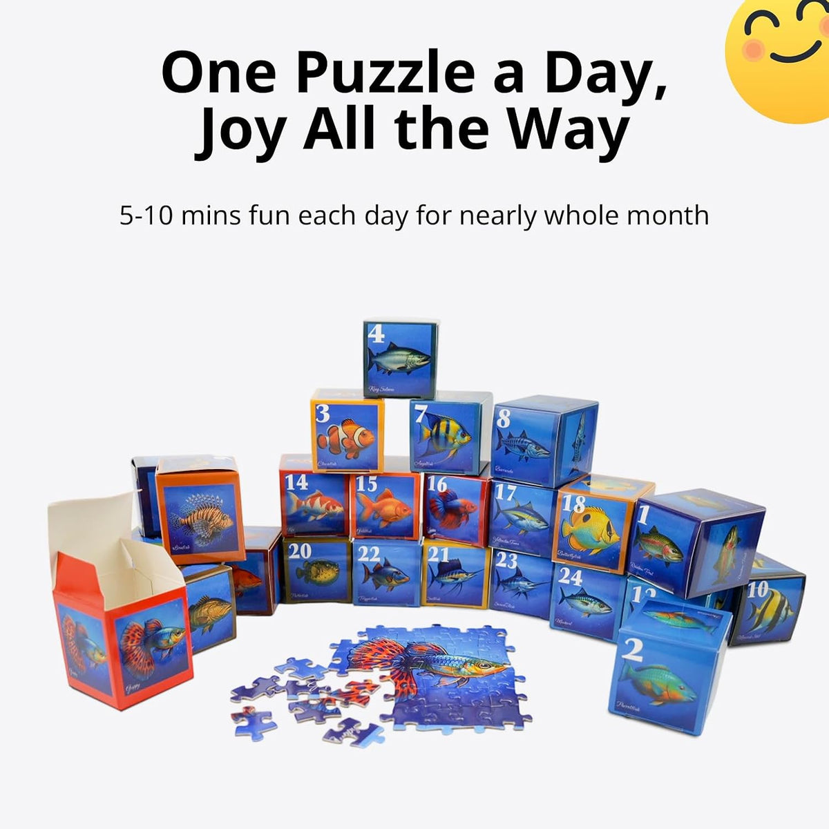 Rokt&razo Ryby – zestaw 24 mini puzzli – 1000 sztuk – kalendarz