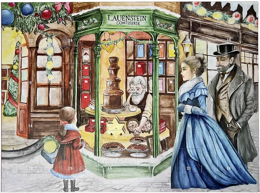 Lauenstein Confiserie Lauensteiner Nostalgia kalendarz adwentowy 300 g ręcznie wykonane trufle i pralinki, 13-kr