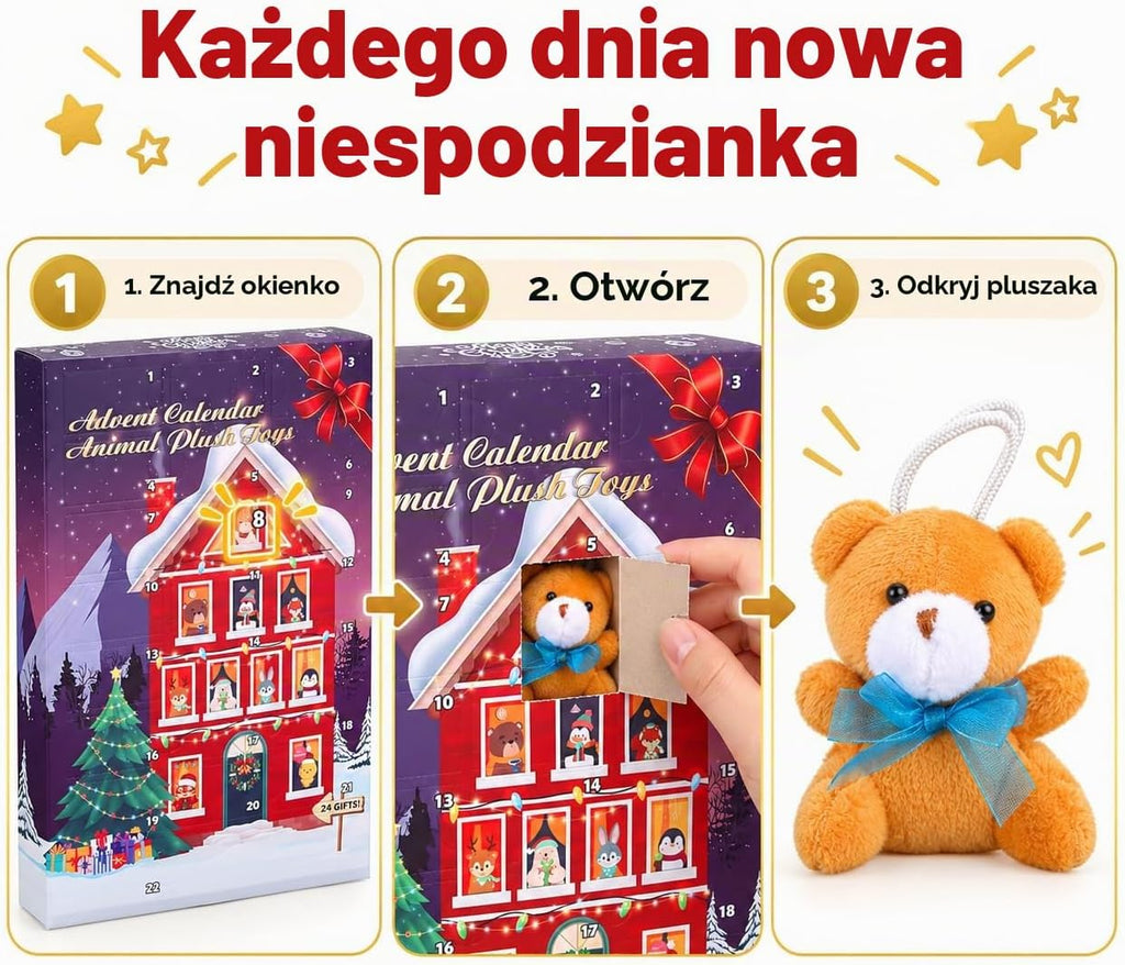 Moncolis Kalendarz adwentowy dla dzieci 2026 – 24 pluszaki breloczki