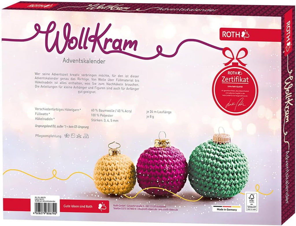 ROTH ROTH "WollKram" kalendarz adwentowy 2023 wypełniony 24 praktycznymi akcesoriami do szydełk