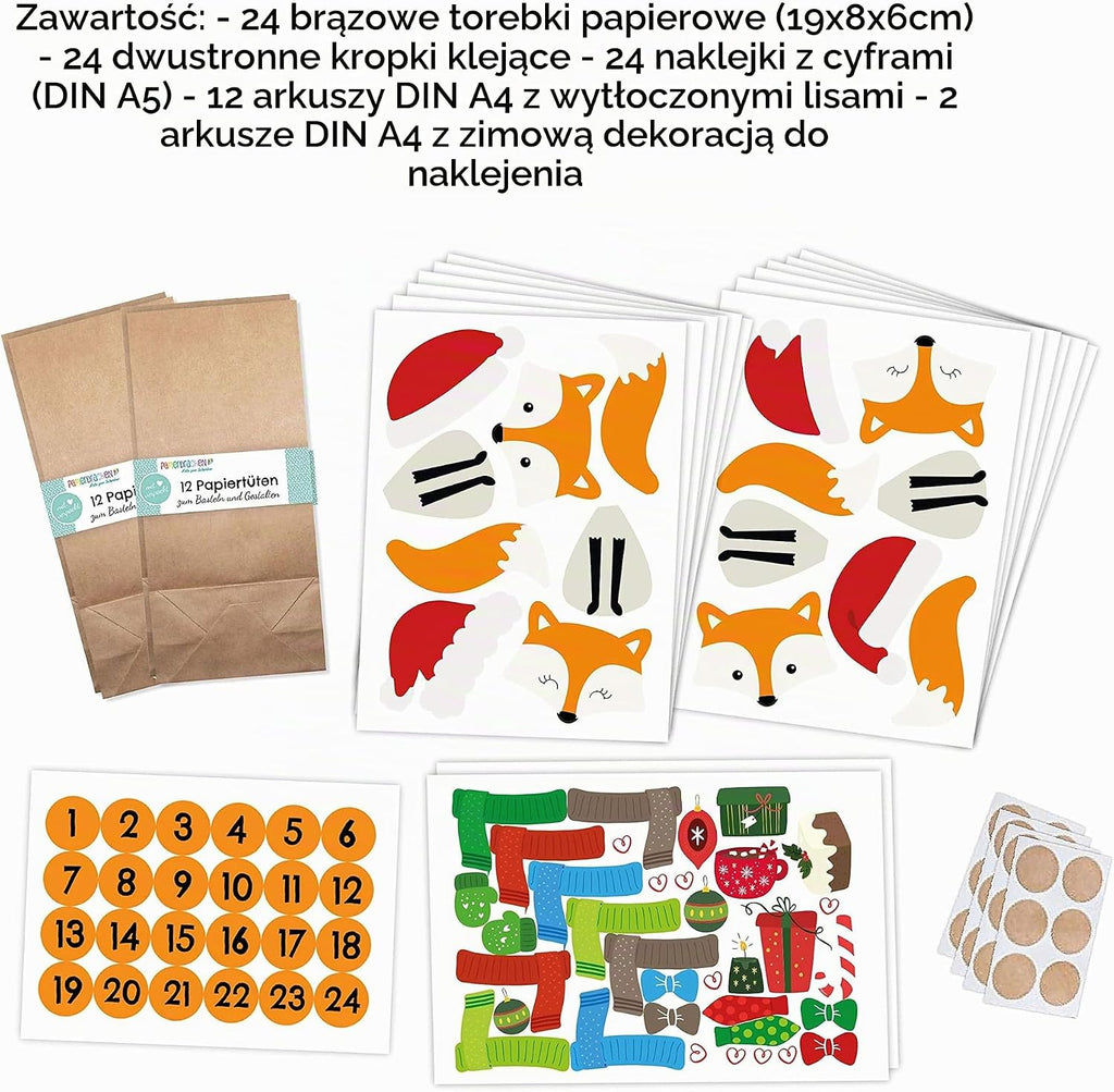 Papierdrachen DIY kalendarz adwentowy do wypełnienia – wykrojone