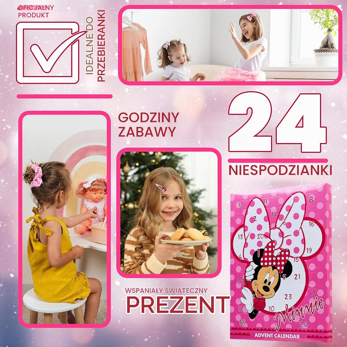 Disney Disney Myszka Minnie Kalendarz adwentowy 2024 Akcesoria do włosów Kalendarz odliczania (ró