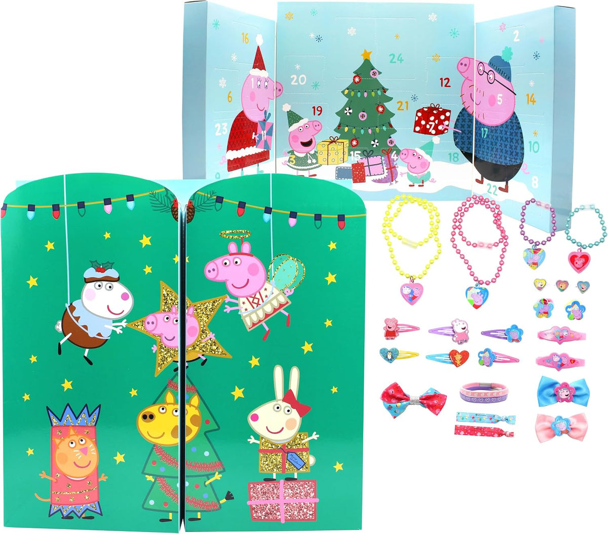 Joytoy Kalendarz adwentowy Peppa Pig z biżuterią i akcesoriami do włosów, 28 x 7 x 28 cm