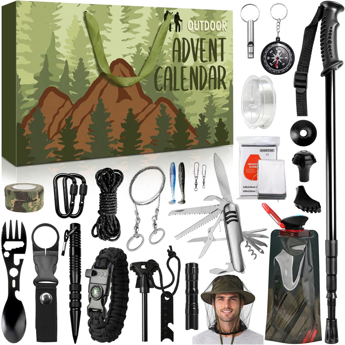 iZoeL Kalendarz adwentowy kempingowy – 24 gadżety outdoorowe