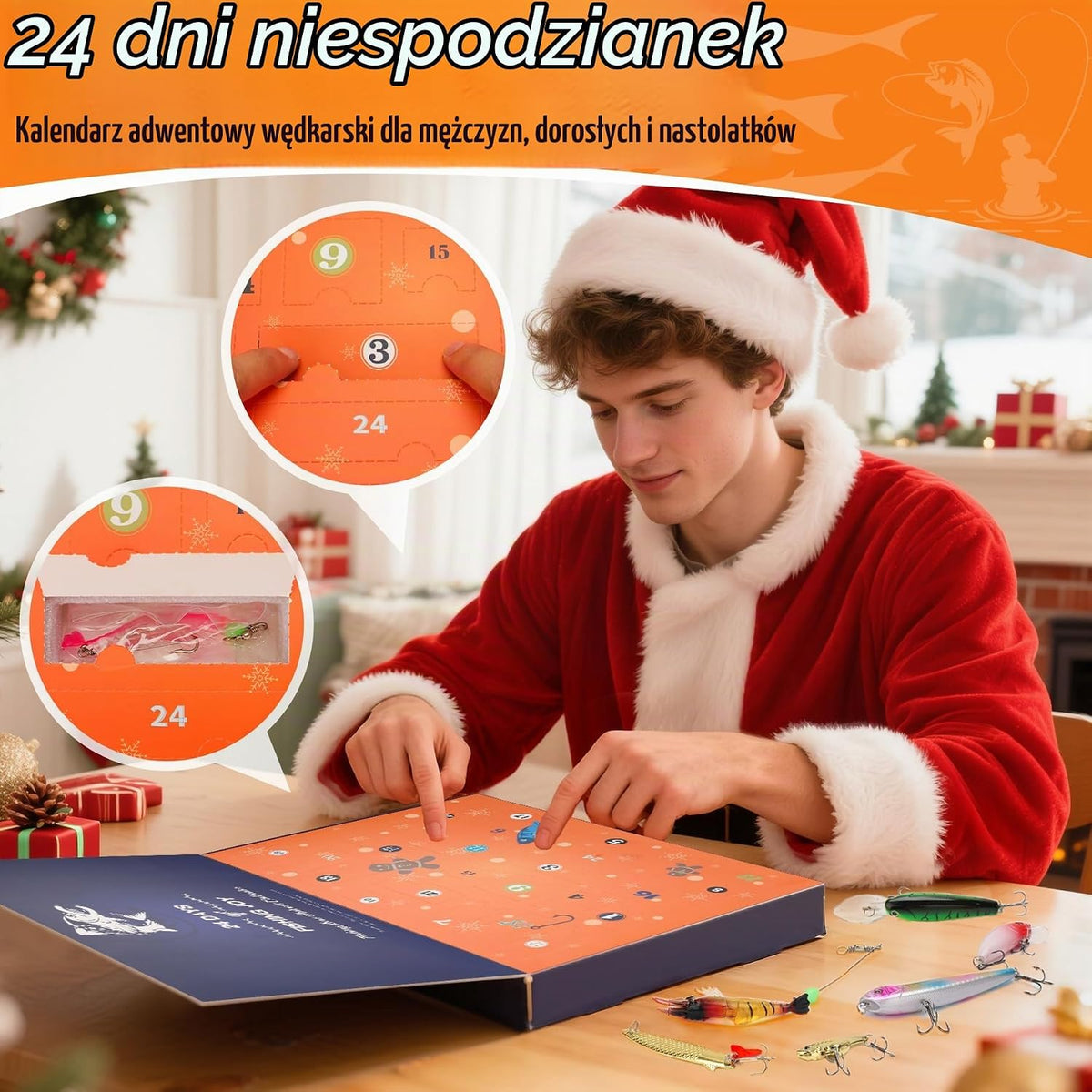 Kalendarz adwentowy 2025 wędkarski świąteczny kalendarz odliczania