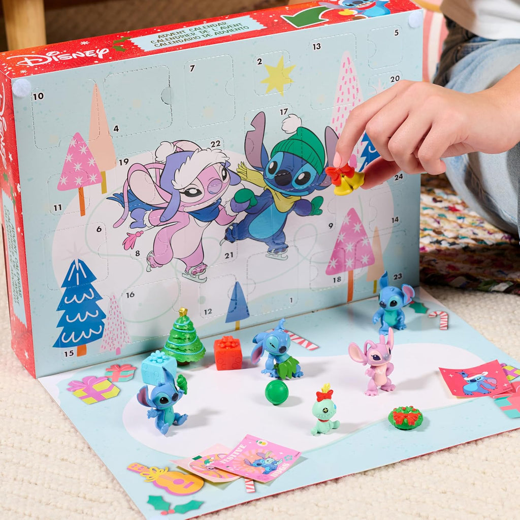 Just Play Disney Stitch Advent Calendar, 24 Day Christmas Countdown with 9 Mini Figures, Holiday Acc