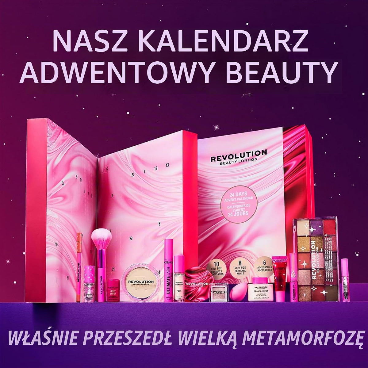 Revolution Beauty London Revolution 24-dniowy adwentowy kalendarz kosmetyczny 2026, świąteczny