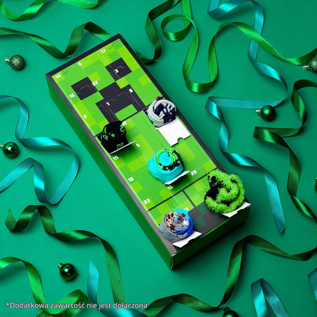 Get Trend Minecraft Socks Kalendarz adwentowy 2024, Kalendarz odliczania Creeper dla graczy