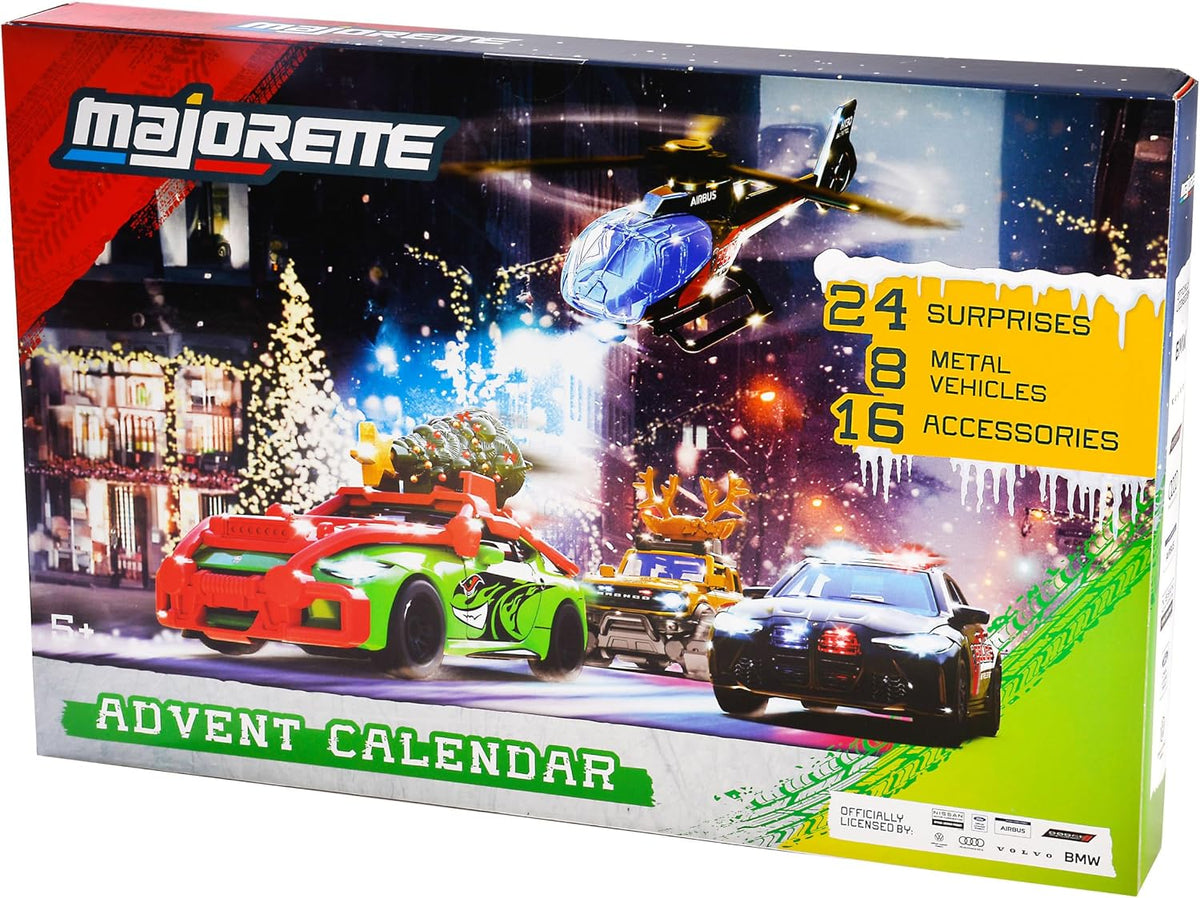 Majorette Majorette Kalendarz adwentowy 2025, 24 niespodzianki, 8 metalowych pojazdów w skali 1:64, 