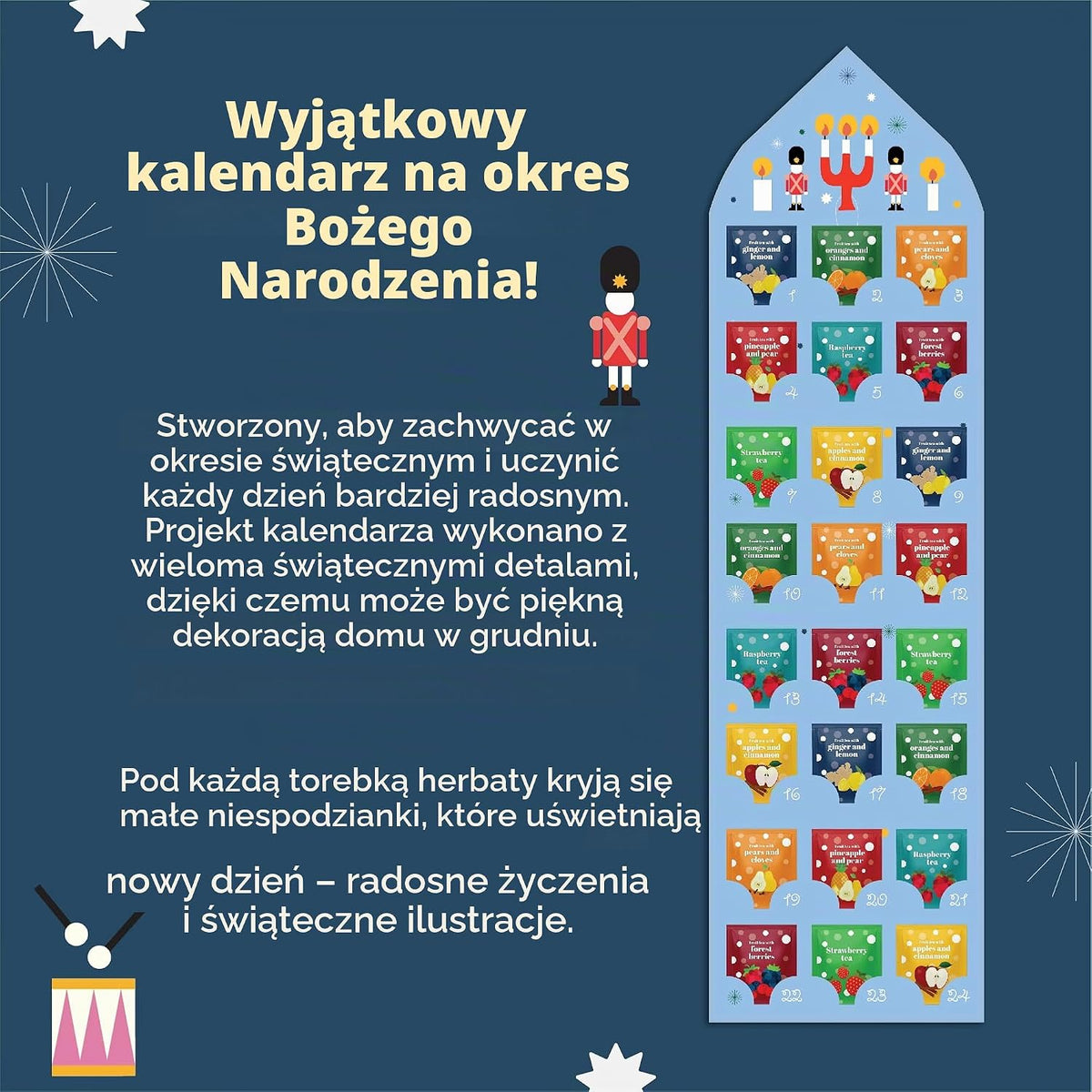 ACORUS Kalendarz adwentowy z herbatą – 24 torebki, 8 smaków