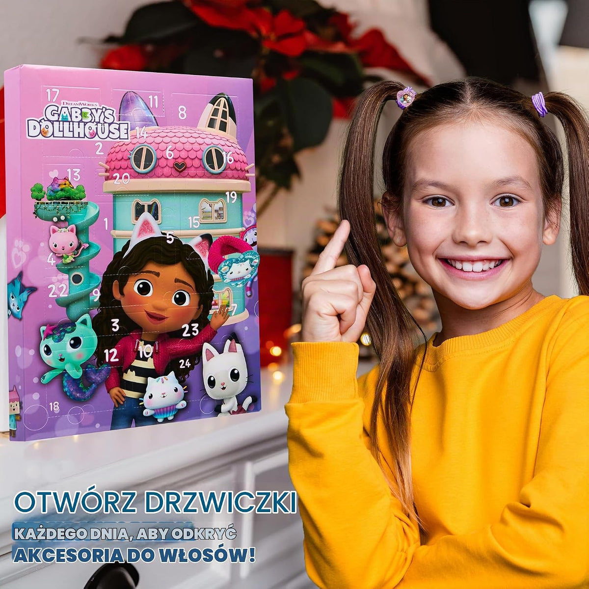 DREAMWORKS GABBY'S DOLLHOUSE Gabby's Dollhouse Kalendarz adwentowy 2024 Dziewczęce akcesoria do włosów Kalendarz odlicz