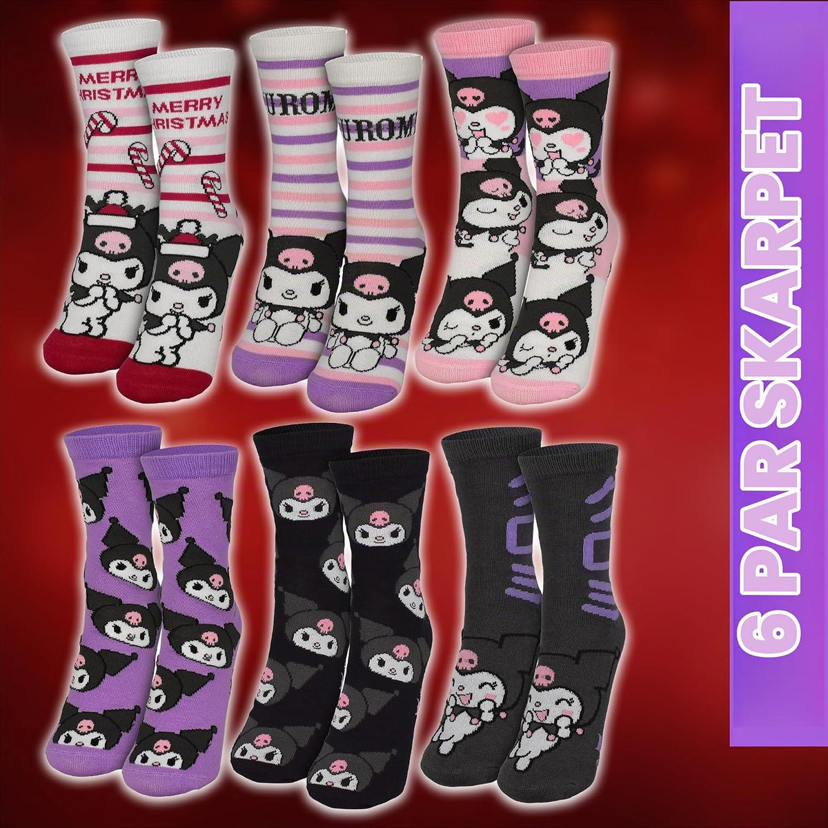United Labels Hello Kitty Kuromi kalendarz adwentowy z 12 parami skarpet