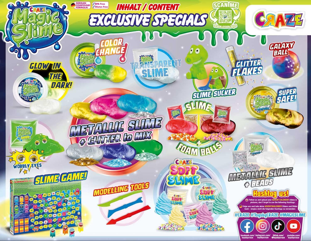CRAZE CRAZE MAGIC SLIME Kalendarz adwentowy 2025 dla dzieci – kalendarz bożonarodzeniowy ze śluz