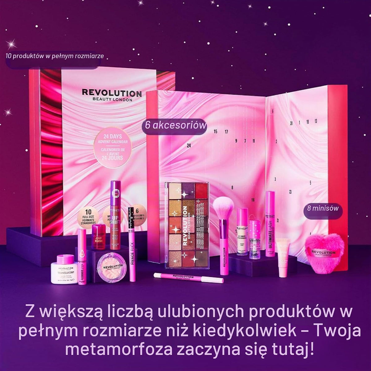 Revolution Beauty London Revolution 24-dniowy adwentowy kalendarz kosmetyczny 2026, świąteczny