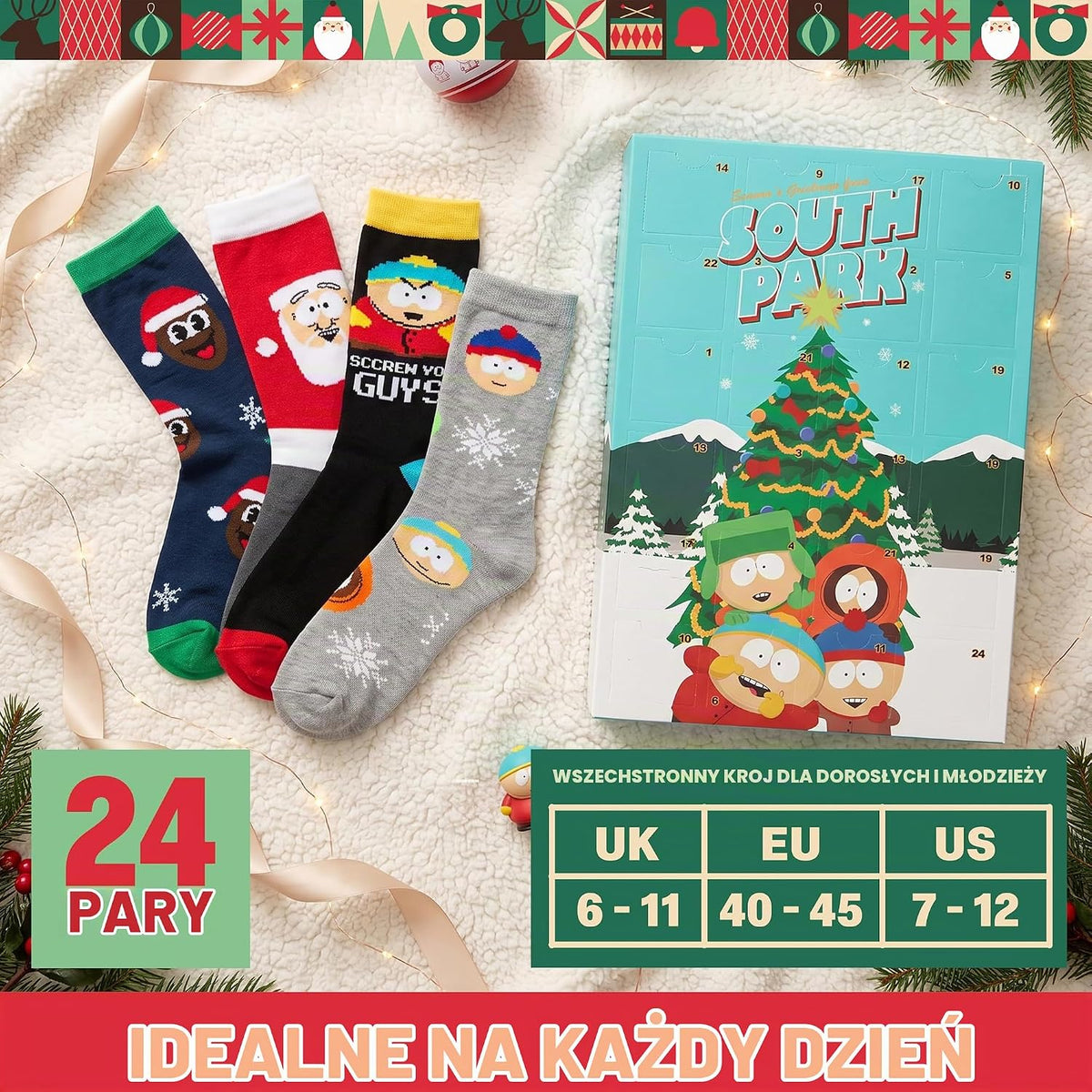 Get Trend Get Trend South Park Skarpety Kalendarz adwentowy 2026 dla mężczyzn i