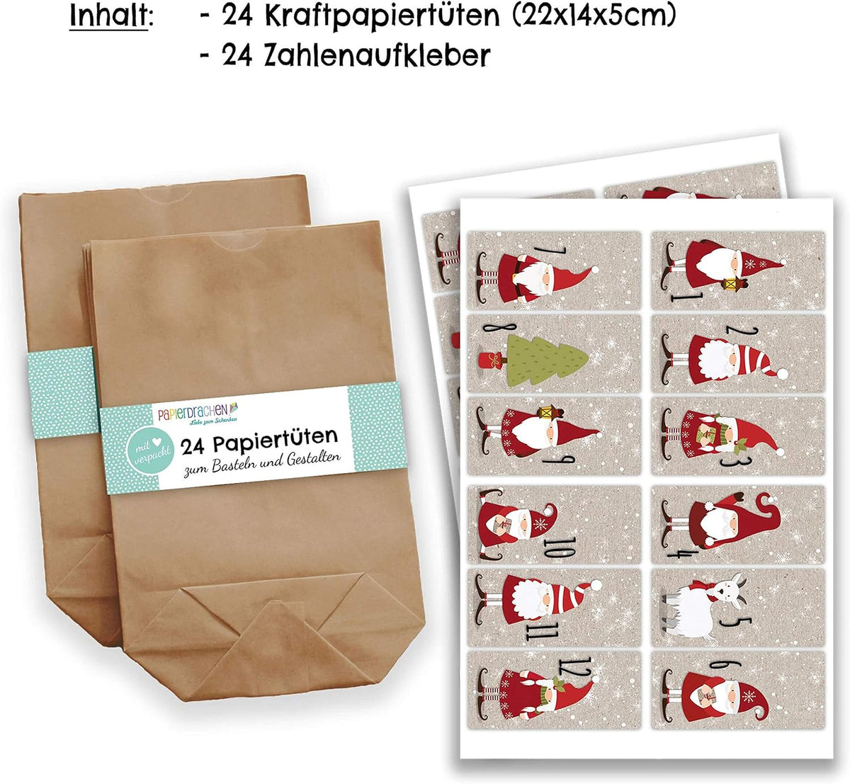 Papierdrachen Zestaw kalendarza adwentowego DIY