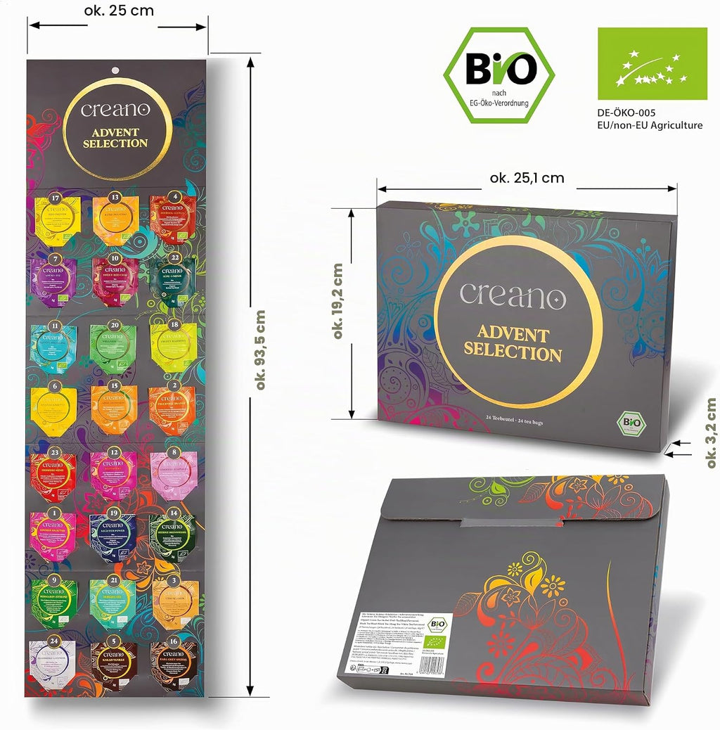 Creano Kalendarz adwentowy Creano Organic Tea – Kalendarz Wellness – Zestaw prezentowy z herbatą 