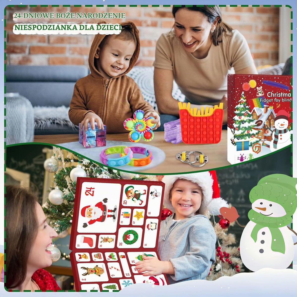 Uiseba Kalendarz adwentowy dla dzieci z 24 zabawkami Fidget Toys