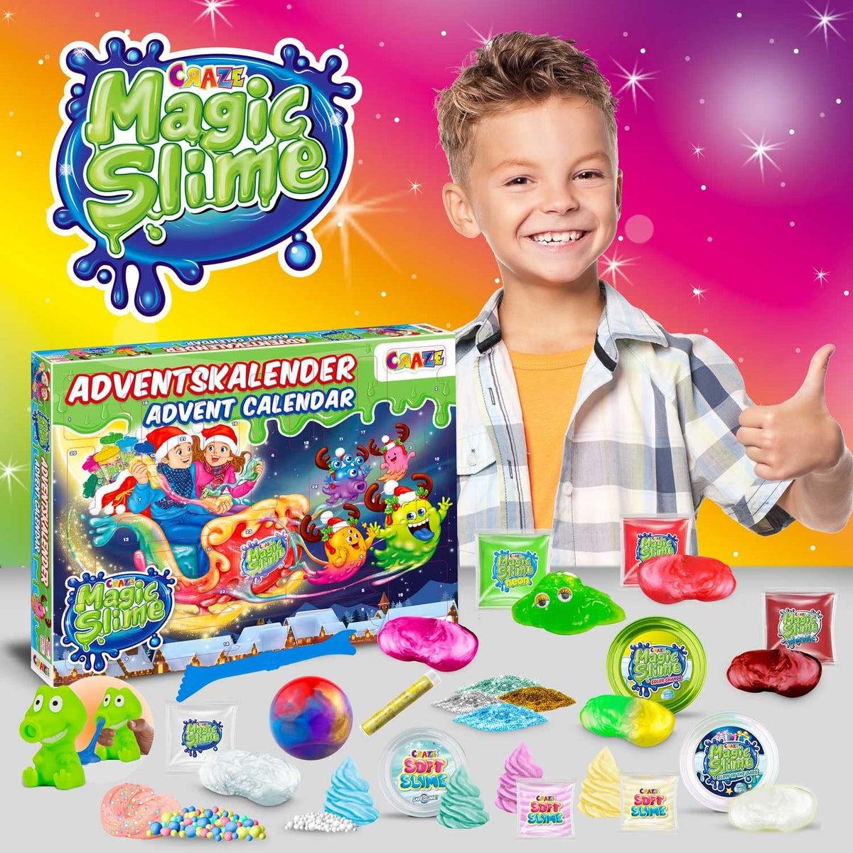CRAZE CRAZE MAGIC SLIME Kalendarz adwentowy 2025 dla dzieci – kalendarz bożonarodzeniowy ze śluz