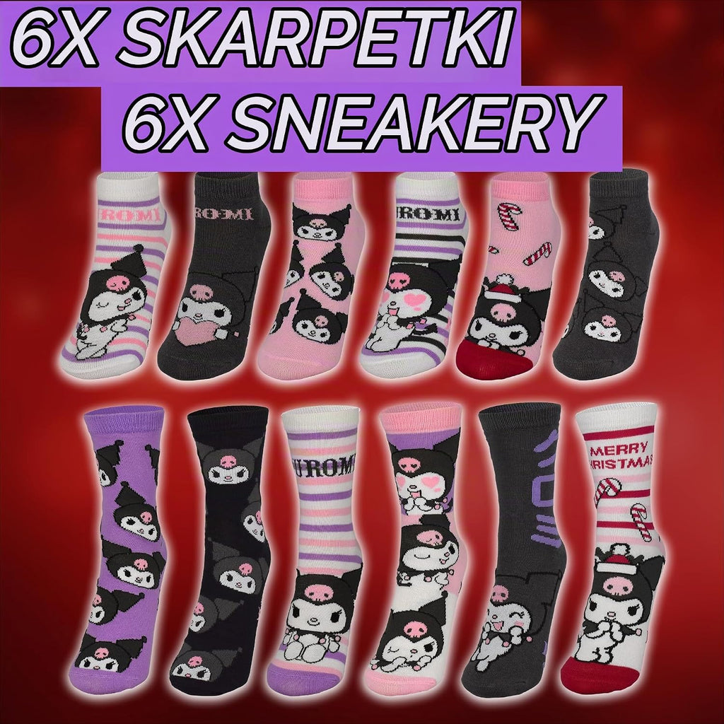 United Labels Hello Kitty Kuromi kalendarz adwentowy z 12 parami skarpet