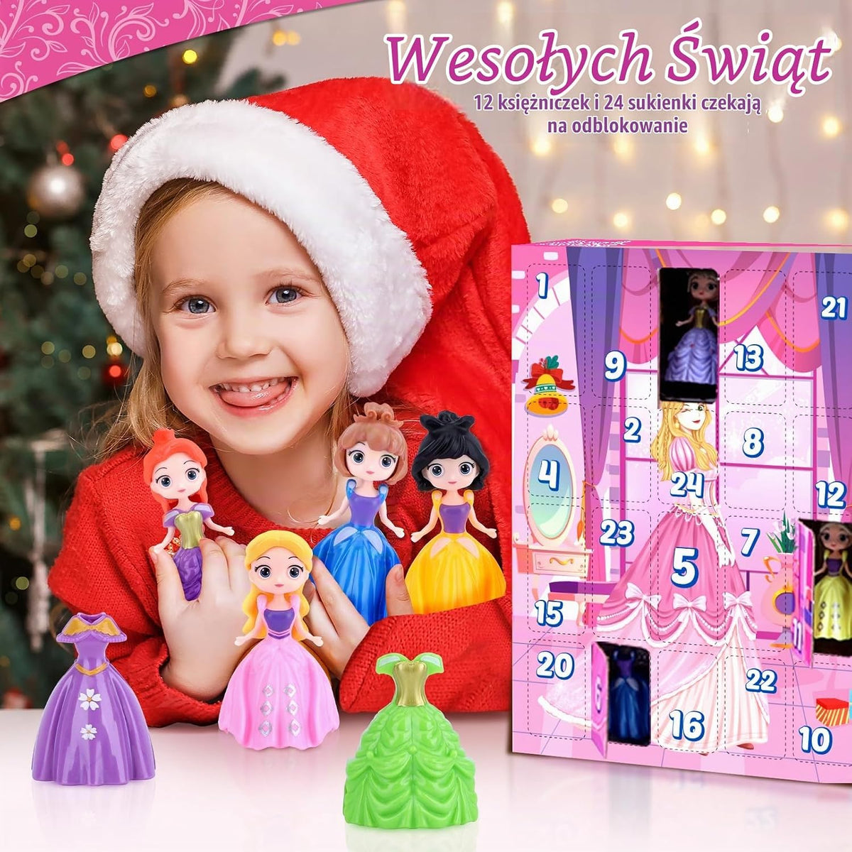 Princess Advent Calendar 24 Day Countdown Toy with Dress Up Clothes