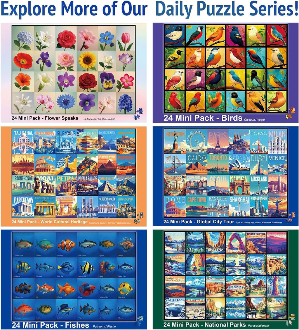 Rokt&razo Ryby – zestaw 24 mini puzzli – 1000 sztuk – kalendarz