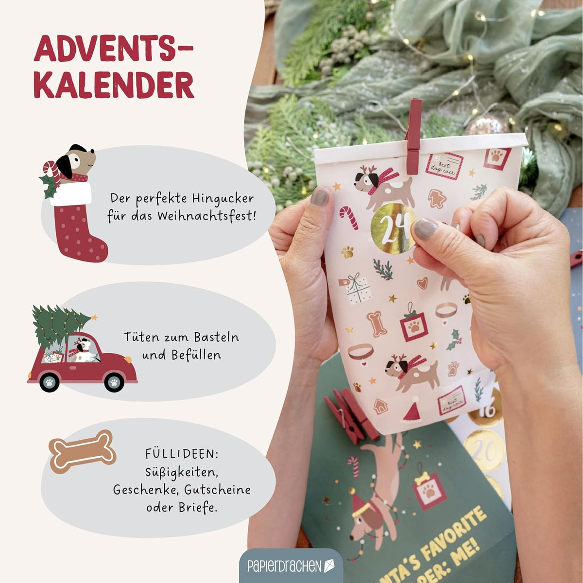 Papierdrachen Papierdrachen Kalendarz adwentowy 2026 – torebki papierowe "zrób to sam"