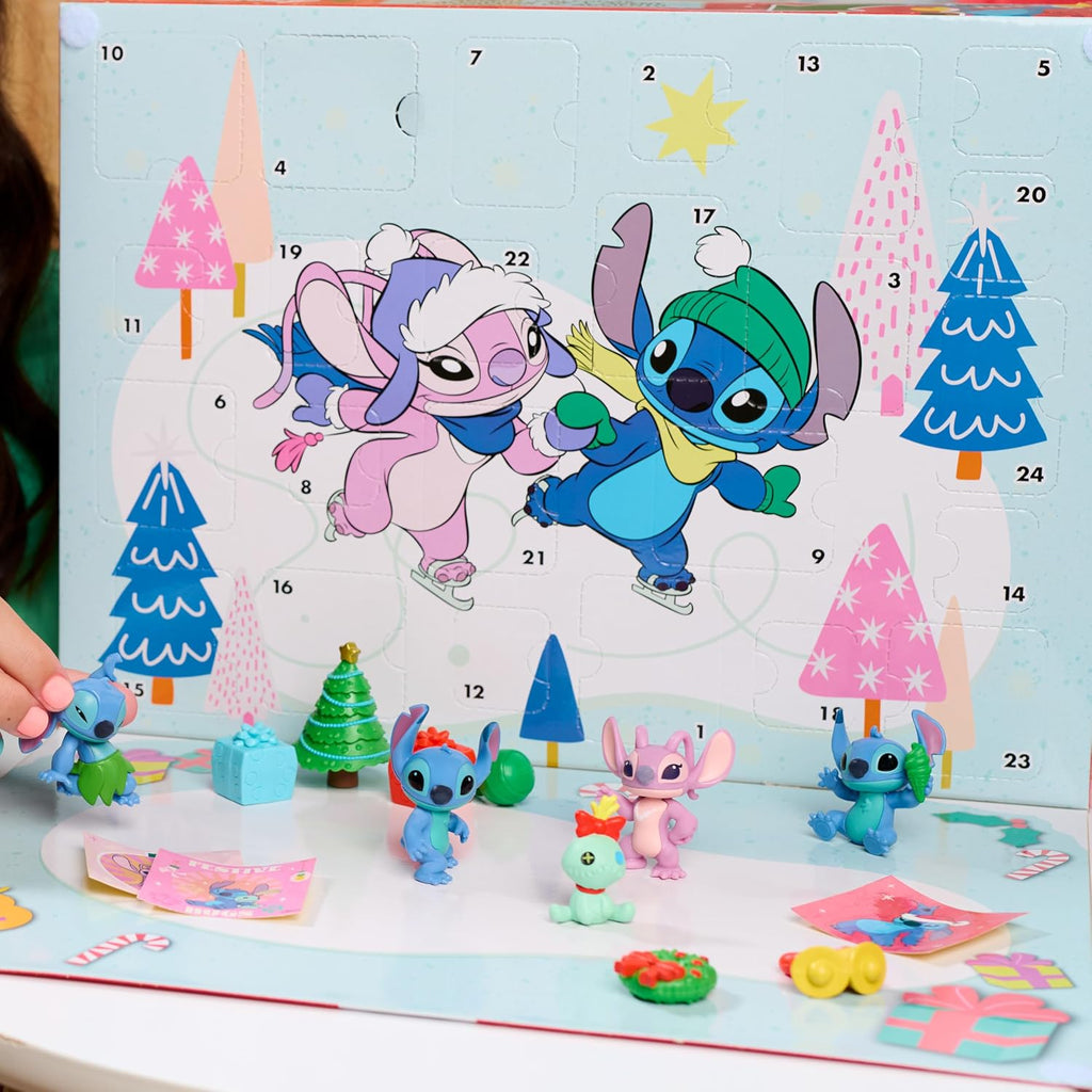 Just Play Disney Stitch Advent Calendar, 24 Day Christmas Countdown with 9 Mini Figures, Holiday Acc