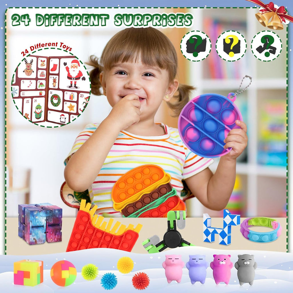 Uiseba Kalendarz adwentowy dla dzieci z 24 zabawkami Fidget Toys
